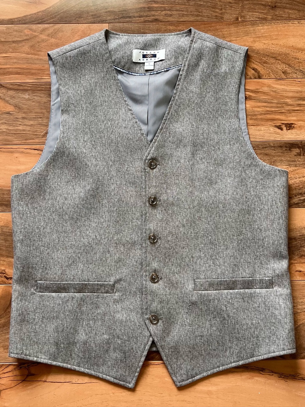 Joseph Abboud Mens Dress Vest Small Gray Tan Waistcoat Formal Casual